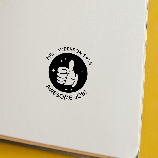 Carimbo De Borracha Personalizar Aperfeiçoa Excelente Escola de Profes (Custom Thumbs Up Excellent Job Teacher School Rubber Stamp)