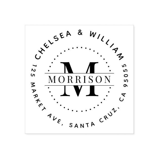 Carimbo De Borracha Personalizar Monograma Moderno Nome da Família Ret (Impressão)