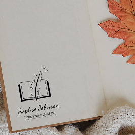 Carimbo De Borracha Personalizar Nome Feather Caneta Book Pertence Ao 