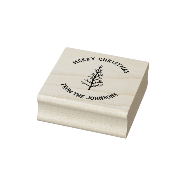 Carimbo De Borracha Personalized Family Name Merry Christmas Tree
