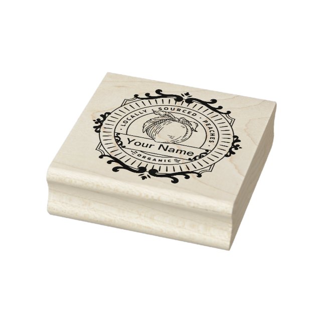 Carimbo De Borracha Pêssegos Orgânicos Frutas (Carimbo)