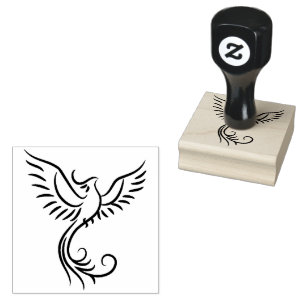 Carimbo De Borracha Phoenix Flames Animal Mystical Bird Emblem