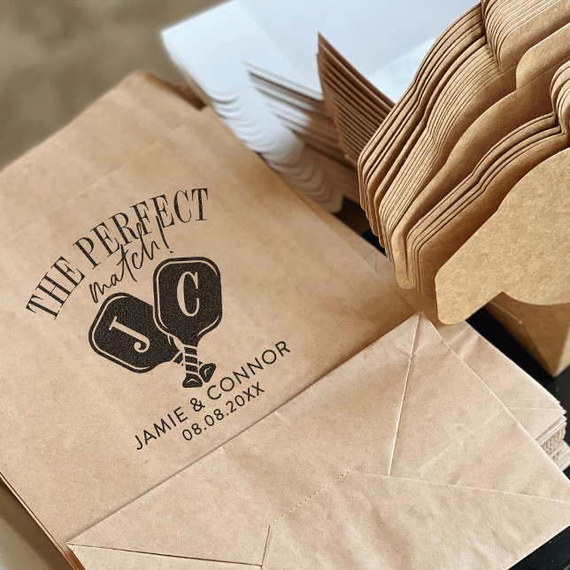 Carimbo De Borracha Pickleball The Perfect Match Wedding Save the Date (Criador carregado)