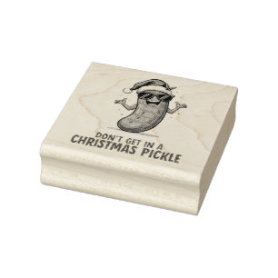 Carimbo De Borracha Picles de Natal Engraçado com Chapéu de Papai Noel