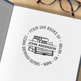 Carimbo De Borracha Pilha de Livros Arredondar Endereço Marcador 2