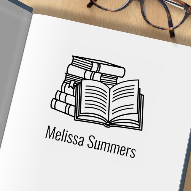 Carimbo De Borracha Pilha de Livros e Livro Aberto - Cartaz (Criador carregado)