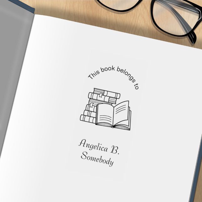 Carimbo De Borracha Pilha de Livros e Livro Aberto - Cartaz (Criador carregado)