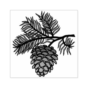 Carimbo De Borracha Pine Cone e Branch