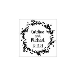 Carimbo De Borracha Pine e Berries Rustic Wreath | Casamento