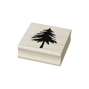 Carimbo De Borracha Pine Tree Wood Art Stamp