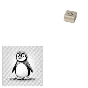 Carimbo De Borracha Pinguim adorável