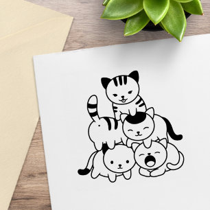 Carimbo De Borracha Pirâmide de Gatos