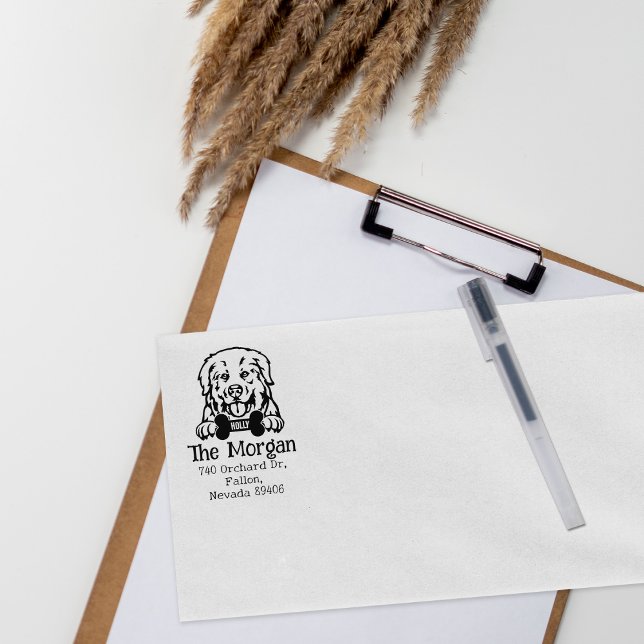 Carimbo De Borracha Pirenéus Dog, Endereço De Retorno, (Criador carregado)