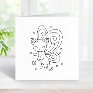 Carimbo De Borracha Pixie Cat - Gatinho das Asas Fadas