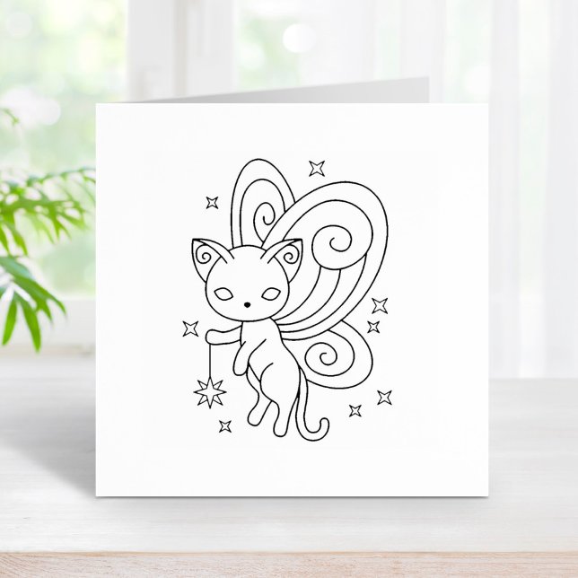 Carimbo De Borracha Pixie Cat - Gatinho das Asas Fadas (Criador carregado)