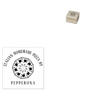 Carimbo De Borracha Pizza de Pepperoni Texto Personalizado Negócios