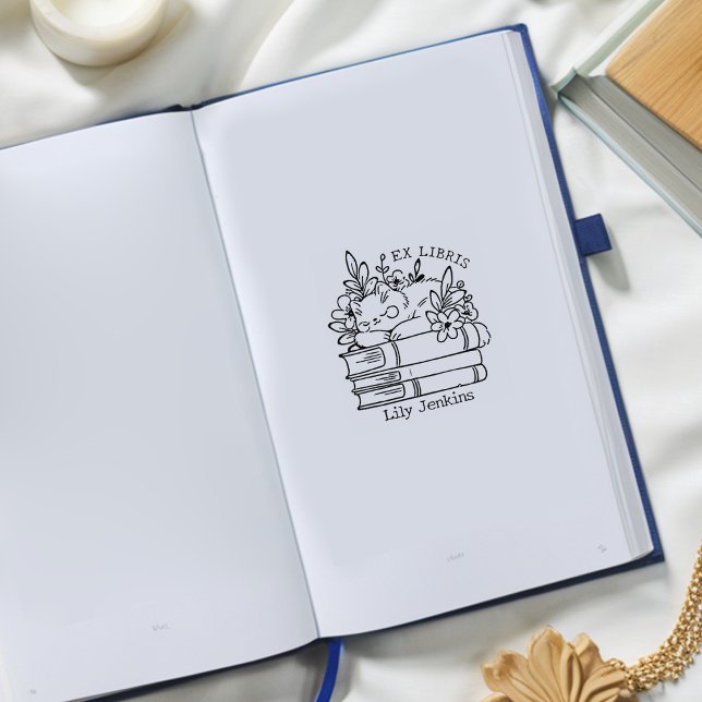 Carimbo De Borracha Placa de Gato Floral (Criador carregado)