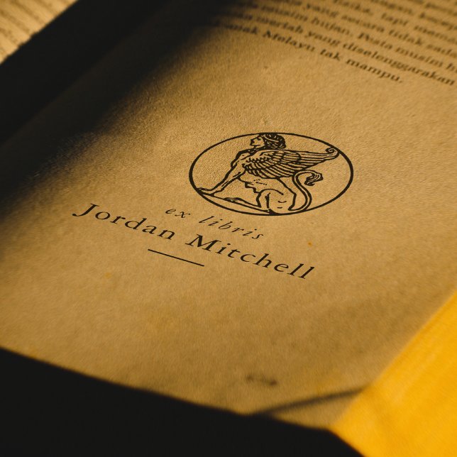 Carimbo De Borracha Placa de Livro Clássico Esfinge Nome Ex Libris Liv (Stamp Mock-up)