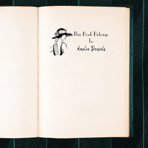 Carimbo De Borracha Placa do Monograma da Menina Flapper de 1920