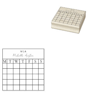 Carimbo De Borracha Planejador de Calendário Mensal Mínimo Monograma