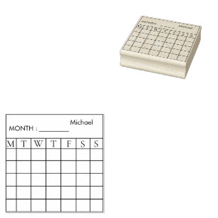 Carimbo De Borracha Planejador de Calendário Mensal Personalizado