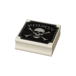 Carimbo De Borracha Poison Skull e Crossbones Halloween Design Impress