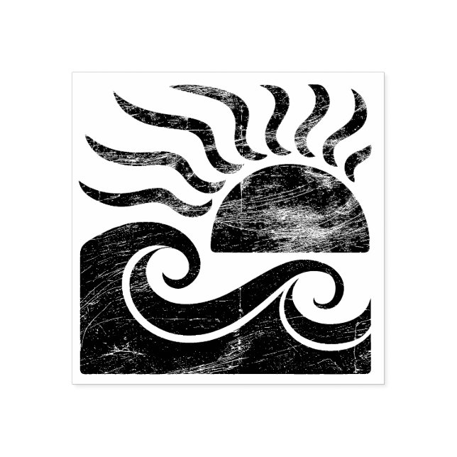 Carimbo De Borracha Pôr do sol tropical de verão moderno e trendy (Impressão)