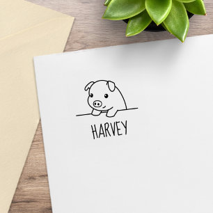 Carimbo De Borracha Porco espiando 1x1