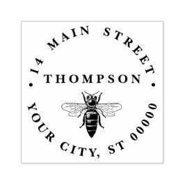 Carimbo De Borracha Preppy Heraldic Vintage Bee nº 2 Nome Endereço