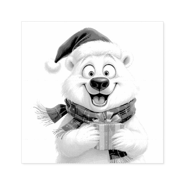 Carimbo De Borracha Presente de Natal Urso Polar Fofo (Impressão)