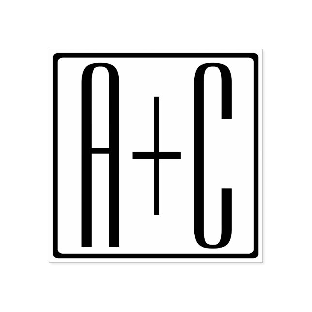 Carimbo De Borracha Preto & Branco | Iniciais de Casais (Impressão)