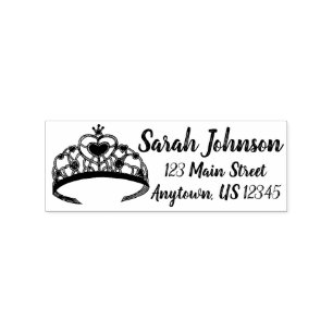 Carimbo De Borracha Princesa Silver Tiara Royalty Queen Crown Endereço
