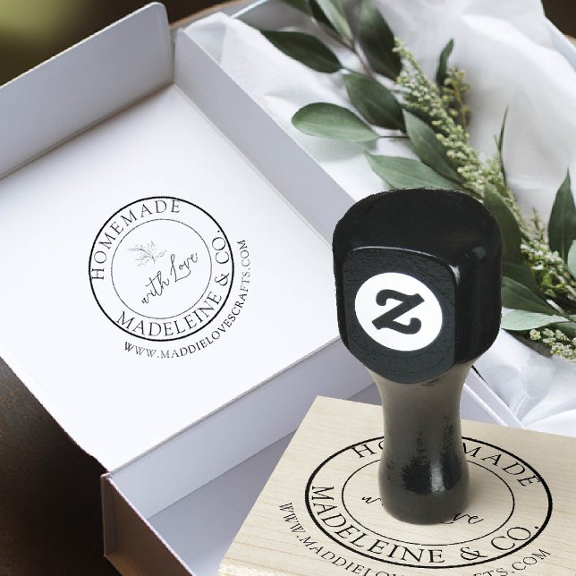 Carimbo De Borracha Produto artesanal Artisan Crafter Maker Gifting (homemade gift stamp template artisan maker crafter kraft gifting sage small business branding)