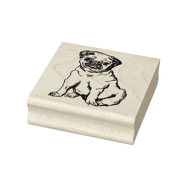 Carimbo De Borracha Pug dog, ilustração a preto e branco (Carimbo)