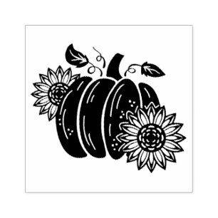 Carimbo De Borracha Pumpkin Girassóis Fogueira Fall Festival outono