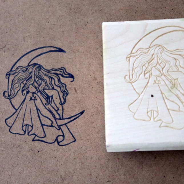 Carimbo De Borracha Purple Moon Goddess Wiccan Triple Moon Symbol Art (Criador carregado)