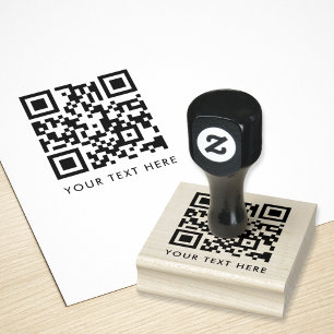 Carimbo De Borracha QR Code Your Text Clean Simples Modern Minimalist