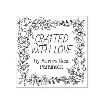 Quadrado Floral Desenhado à Mão Feito Com Amor