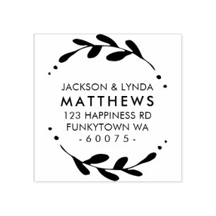 Carimbo De Borracha Quadro de folhagem PERSONALIZADO DE ENDEREÇO DE DE