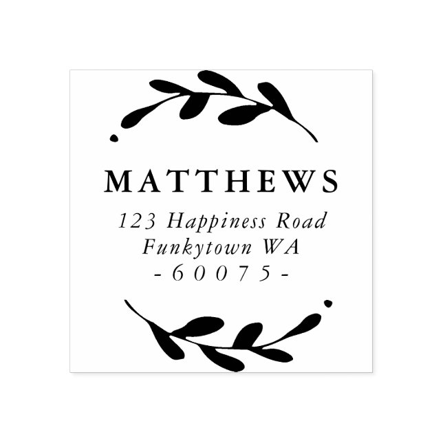 Carimbo De Borracha Quadro de folhagem PERSONALIZADO DE ENDEREÇO DE DE (Impressão)