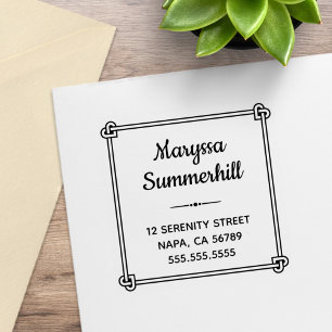 Carimbo De Borracha Quadro de Nó em Forma de Coração no Canto Endereço