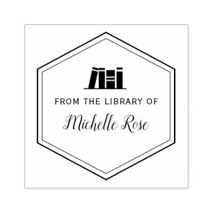 Carimbo De Borracha quadro geométrico da biblioteca do selo de livros