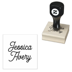 Carimbo De Borracha Qualquer Nome ou Texto   Elegante Vintage Modern S