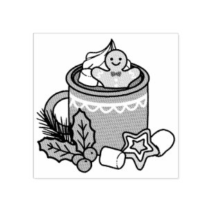 Carimbo De Borracha Quente quente com a queda de neve chamada de cacau