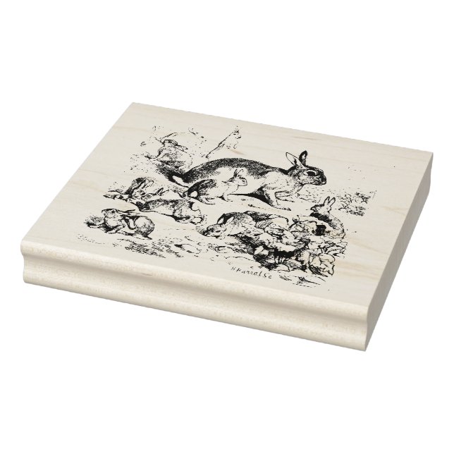 Carimbo De Borracha Rabbit Family Wooden Stamp (Carimbo)