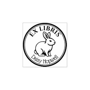 Carimbo De Borracha Rabbit Round Ex Libris