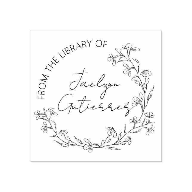 Carimbo De Borracha Rabisco Floral Da Biblioteca De (Impressão)