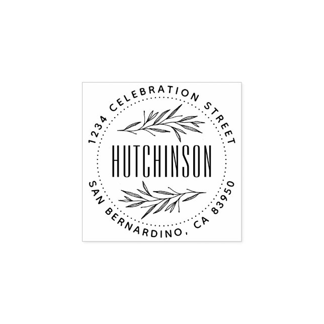 Carimbo De Borracha Ramificações Redondas Redondas Redondas de Mão (Impressão)