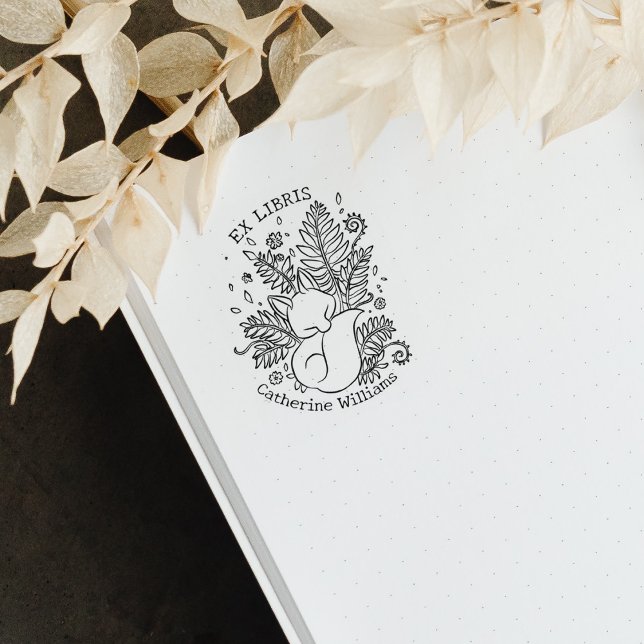 Carimbo De Borracha Rapariga Botânica Bonita, Ex Libris de Biblioteca (Criador carregado)