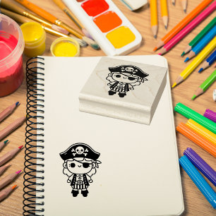 Carimbo De Borracha Rapariga Pirata Adorável Personalizada